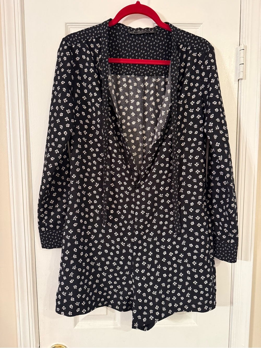 Zara Black Romper with White Floral Print